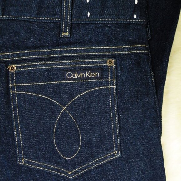 Vintage 1980's Calvin Klein Dark Blue High Rise Jeans Size 34 Made in USA - Picture 5 of 8